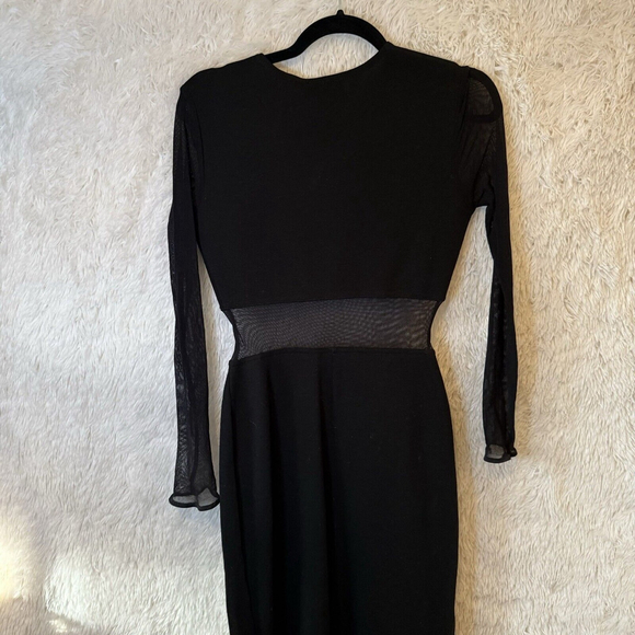 Breaking Hearts Vintage Womens Dress Size Medium Mesh CutOut Black Acrylic Lycra - Picture 6 of 9